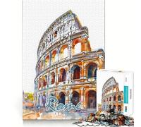 Rompecabezas de 1000 Piezas con Acuarela de la Ciudad de Roma para Adultos Fortalece la Memoria, Alivia el estrés y Mejora la Calidad Regalo Sorpresa de cumpleaños (38x26cm)