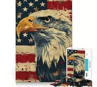 Rompecabezas de 1000 Piezas con águila Americana y Fondo de Bandera Diversión para ejercitar la Mente Piezas sin Rebabas y de Corte Limpio Actividad Absorbente para Noches tranquilas (38x52cm)