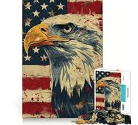 Rompecabezas de 1000 Piezas con águila Americana y Fondo de Bandera Diversión para ejercitar la Mente Piezas sin Rebabas y de Corte Limpio Actividad Absorbente para Noches tranquilas (50x75cm)