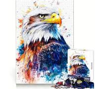 Rompecabezas de 1000 Piezas con águila Calva en Acuarela para Adultos Mejora la Memoria Pasatiempo Tranquilo Corte de Calidad Sorpresa de cumpleaños (50x75cm)