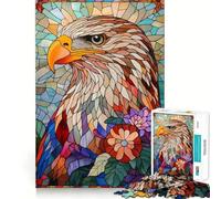 Rompecabezas de 1000 Piezas con águila de vitral para Adultos Juguete para ejercitar la Mente y Relajarse Corte Perfecto Regalo Memorable 38x26cm