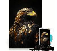 Rompecabezas de 1000 Piezas con águila Negra y Dorada,Bordes definidos,decoración Creativa,Juguete para desarrollar la Habilidad,fácil de Usar,Divertido, (38x26cm)