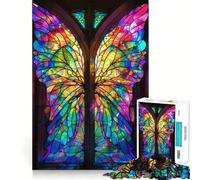 Rompecabezas de 1000 Piezas con alas de Hada de vitral para Adolescentes, diseño Relajante y para armar, Ideal para decoración de Pared 50x75cm