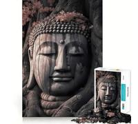Rompecabezas de 1000 Piezas con árboles y Sonrisa de Buda,Bordes definidos,decoración,Juego cognitivo,Juguete fácil de Usar,Divertido, Ocio (38x52cm)