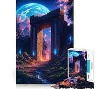 Rompecabezas de 1000 Piezas con Arco de Piedra místico y Luna para Adultos y Adolescentes Juego Mental, diversión Tranquila, Bordes Afilados, Regalo Memorable (50x75cm)