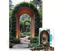 Rompecabezas de 1000 Piezas con Arcos de ladrillo en un jardín exuberante Juguete de construcción con Corte preciso Ideal para Relajarse y divertirse en cumpleaños (50x75cm)