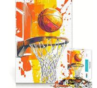 Rompecabezas de 1000 Piezas con aro de Baloncesto y balón Ilustración de Corte preciso Juego Creativo para ejercitar la Mente Juego fácil Decoración navideña (38x26cm)