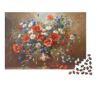 Rompecabezas de 1000 Piezas con arreglos Florales de Verano, Vibrantes Flores de Campo de Amapolas, Juego Educativo para Adultos, decoración del hogar, desafío de Regalo de cumpleaños para, 52x38cm.