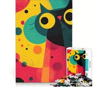 Rompecabezas de 1000 Piezas con Arte Abstracto de Gatos y Formas geométricas, Ideal para Relajarse y Reducir el estrés Amigos y Familiares 38x26cm