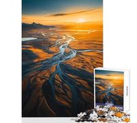 Rompecabezas de 1000 Piezas con Atardecer en el río Groenlandia Juguetes para Decorar el hogar Regalos de Amigo Secreto Juegos educativos interesantes para Reducir el estrés (tamaño 50x75cm)