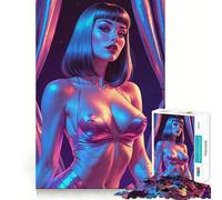 Rompecabezas de 1000 Piezas con Atuendo Iridiscente de una Sexy Morena Estilo Pin-up para Adolescentes Juguete de lógica Clara fácil de Usar Tiempo Libre Regalo de cumpleaños 38x52cm