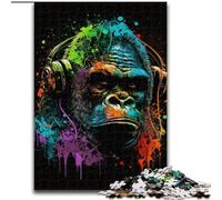 Rompecabezas de 1000 Piezas con Auriculares y chimpancé para Adultos y Adolescentes, Juguetes educativos para familias con póster y Hoja de Trivia (26x38cm)