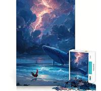 Rompecabezas de 1000 Piezas con Ballena Gallo y Paisaje Marino tormentoso Juego de Habilidad Mental Ajuste Estable sin Piezas Sueltas Un pasatiempo Ideal para Fines de Semana Largos (50x75cm)