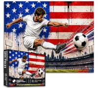 Rompecabezas de 1000 piezas con bandera americana de fútbol para adultos | Estadio de fútbol deportivo patriótico para hombres adultos, cerebro cognitivo, familia, actividad educativa, juego nocturno