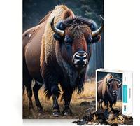 Rompecabezas de 1000 Piezas con bisontes en el Bosque,Piezas de Ajuste preciso,Juego cognitivo,Regalo,Momento Acogedor,Escena navideña,Arte (38x52cm)