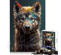 Rompecabezas de 1000 Piezas con boceto de Lobo en Acuarela para Adolescentes Ideal para desarrollar la Memoria y Relajarse Bordes definidos Navidad (38x52cm)