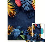 Rompecabezas de 1000 Piezas con Borde de Hojas Tropicales, Corte preciso, decoración, Juego Mental, Regalo, Tiempo de Juego Relajante, Actividad de cumpleaños (50x75cm)