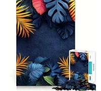 Rompecabezas de 1000 Piezas con Borde de Hojas Tropicales, decoración de Bordes limpios, Juego cognitivo, Juguete Divertido para Pasar el Tiempo, Ocio (38x52cm)