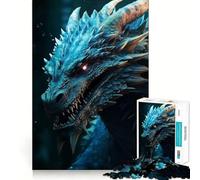 Rompecabezas de 1000 Piezas con Cabeza de dragón Azul,diseño de Corte preciso,Actividad de Juego Inteligente,Tiempo de Juego Tranquilo,Regalo de decoración de cumpleaños 38x26cm