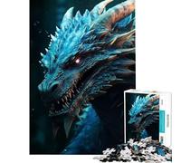 Rompecabezas de 1000 Piezas con Cabeza de dragón Azul para Adultos Juguete Educativo de 1000 Piezas Un desafío difícil para ejercitar la Mente Juegos Familiares (38x52cm)