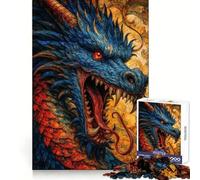 Rompecabezas de 1000 Piezas con Cabeza de dragón Azul y Rojo para Adolescentes, Desarrollo Cerebral, Escape Consciente, diversión Festiva y Sorpresa (50x75cm)