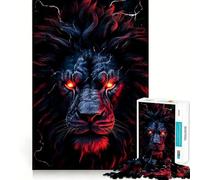 Rompecabezas de 1000 Piezas con Cabeza de león Rojo para Adolescentes Mejora la Memoria Cómodo y Relajante Corte Firme Regalo Festivo (50x75cm)