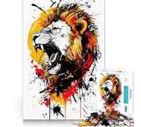 Rompecabezas de 1000 Piezas con Cabeza de león rugiente y Salpicaduras de Pintura para Adolescentes Ideal para estimular la Memoria, calmar y Relajarse Un Regalo sincero (38x52cm)