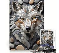 Rompecabezas de 1000 Piezas con Cabeza de Lobo en Mosaico de Piedra para Adolescentes Mejora la Memoria, estimula el Juego Relajante y Tiene Bordes limpios Artículo de Santa Claus 38x52cm