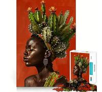 Rompecabezas de 1000 Piezas con Cabeza de Mujer Negra,Corte Exacto,Juego de lógica,Juego de relajación,decoración navideña para el hogar 38x52cm