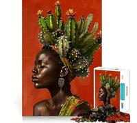 Rompecabezas de 1000 Piezas con Cabeza de Mujer Negra y Bordes Finos,Ideal para Manualidades,Actividades Creativas,Entretenimiento y como Regalo de cumpleaños 50x75cm