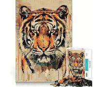 Rompecabezas de 1000 Piezas con Cabeza de Tigre sobre Fondo Grunge para Adolescentes Juguete para desarrollar la Mente y la diversión Diseño Elegante para armar Regalo Ideal 50x75cm