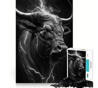 Rompecabezas de 1000 Piezas con Cabeza de Toro Negra y Bordes Lisos Ideal para desarrollar la Mente,divertirse y Pasar un rato Agradable cumpleaños o como pasatiempo (50x75cm)