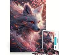 Rompecabezas de 1000 Piezas con Cabeza de Zorro Kitsune Blanco para Adolescentes Juego Que estimula el Cerebro Encaje Huecos Actividad Relajante para Grupos en Interiores (38x52cm)