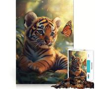 Rompecabezas de 1000 Piezas con Cachorro de Tigre y Adolescentes Mariposa, Juguete Que desafía la Mente, diversión compartida, Corte nítido, cálida Sorpresa 50x75cm