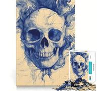 Rompecabezas de 1000 Piezas con Calavera Azul y Humo,Corte Impecable,Divertido y Estimulante para la Mente,Ideal para Momentos de Ocio 38x52cm