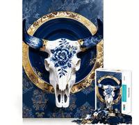 Rompecabezas de 1000 Piezas con Calavera Kintsugi de Porcelana para Adolescentes Juguete de lógica Fuerte Escape Tranquilo Borde Transparente Regalo de cumpleaños (38x26cm)