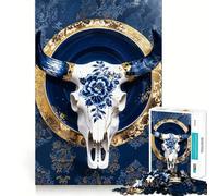 Rompecabezas de 1000 Piezas con Calavera Kintsugi de Porcelana para Adolescentes, Juguete Intelectual para Disfrutar en Familia, Corte de Calidad, (38x52cm)
