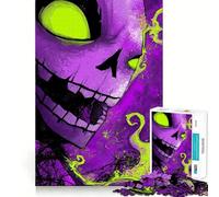 Rompecabezas de 1000 Piezas con Calavera Morada y Detalles Verdes para Adultos Ideal para Mejorar la Memoria Un pasatiempo Relajante Corte Firme Fiestas (38x52cm)
