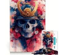 Rompecabezas de 1000 Piezas con Calavera samurái y Flores de Cerezo para Adultos Mejora la Memoria y Alivia la ansiedad Bordes precisos Sorpresa navideña (50x75cm)