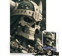 Rompecabezas de 1000 Piezas con Calavera vikinga de Piedra y runas para Adolescentes Ideal para Mejorar la Memoria y el Tiempo Libre Diseño de Corte sólido Artículo de Papá Noel 50x75cm