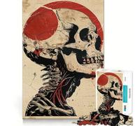 Rompecabezas de 1000 Piezas con Calavera y círculo Rojo para Adolescentes Recuerda, Mejora, Calma, Mente Clara Arte Coleccionable 50x75cm