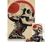 Rompecabezas de 1000 Piezas con Calavera y círculo Rojo para Adolescentes Recuerda, Mejora, Calma, Mente Clara Arte Coleccionable 50x75cm