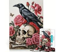 Rompecabezas de 1000 Piezas con Calavera y Esqueleto de Cuervo para Adultos Juguete para ejercitar la Mente Imagen Suave y Relajante para armar Un Regalo Encantador (38x26cm)