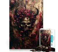Rompecabezas de 1000 Piezas con Calavera y Rosas para Adolescentes Juguete antiestrés con diseño de Calavera y Rosa Lista de Deseos de Papá Noel 38x26cm