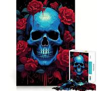 Rompecabezas de 1000 Piezas con Calavera y Rosas para Adolescentes Juguete para aliviar el estrés Diseño artístico y fácil de Cortar 38x26cm