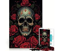 Rompecabezas de 1000 Piezas con Calavera y Rosas Rojas para Adultos Mejora la Memoria Alegría Familiar Diseño para armar Elige tu Deseo de Papá Noel 38x26cm
