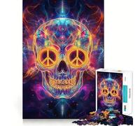 Rompecabezas de 1000 Piezas con Calavera y símbolos de Paz cósmica para Adultos Juguete para ejercitar la Mente Diseño de fácil Montaje Regalo de Temporada 38x52cm
