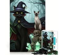 Rompecabezas de 1000 Piezas con Calaveras de Gatos y Brujas para Adolescentes Juego de Habilidad Mental Corte láser para un Ajuste Actividad Relajante para Grupos en Interiores (38x52cm)