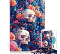 Rompecabezas de 1000 Piezas con Calaveras y Rosas para Adultos Recall Upgrade Stress Relief Tight Cut Santa Wish Pick 38x52cm