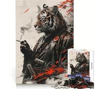 Rompecabezas de 1000 Piezas con caligrafía de samurái Tigre para Adultos y Adolescentes Juego Mental para calmar la Mente Corte preciso 38x26cm